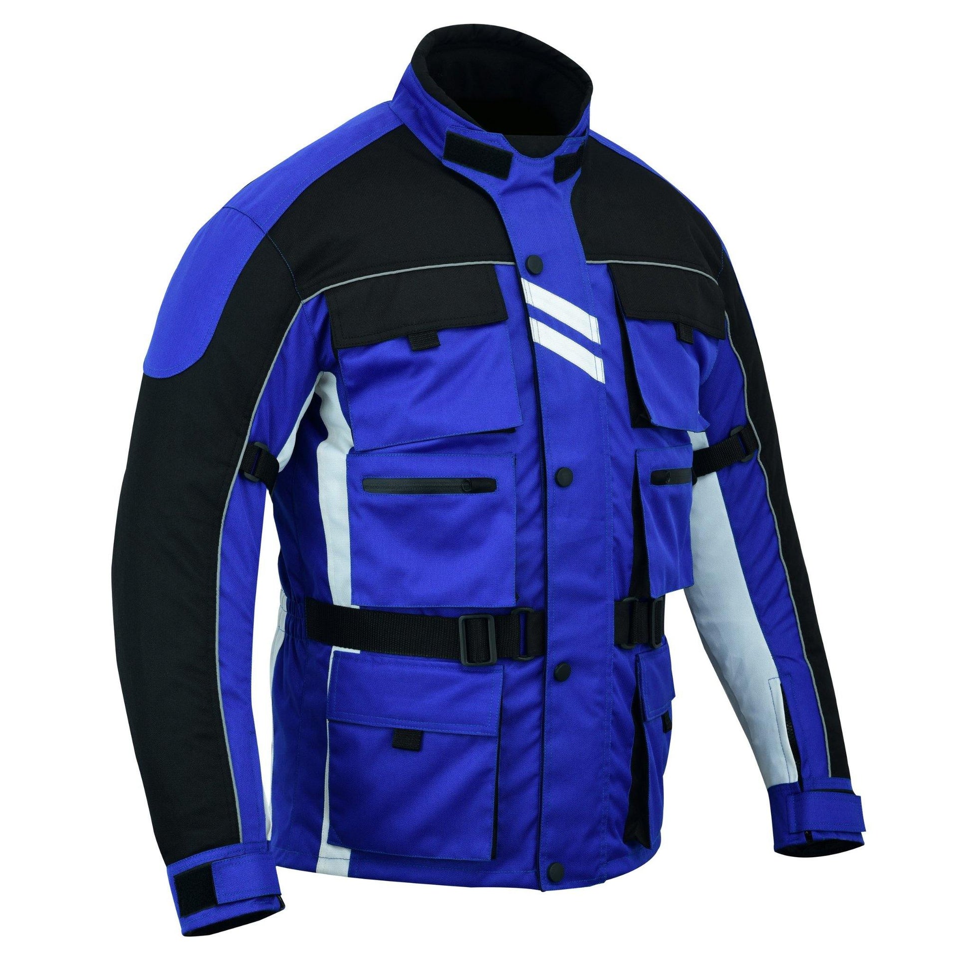 Warrior Gears® Motorcycle Jacket 6 Pockets Men's- Black & Blue - Warrior Gears