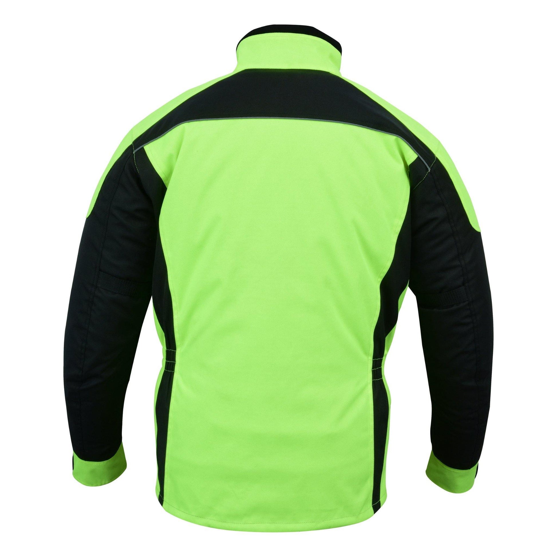 Warrior Gears® Motorcycle Jacket 6 Pockets Men's -Black & Hivis Green - Warrior Gears