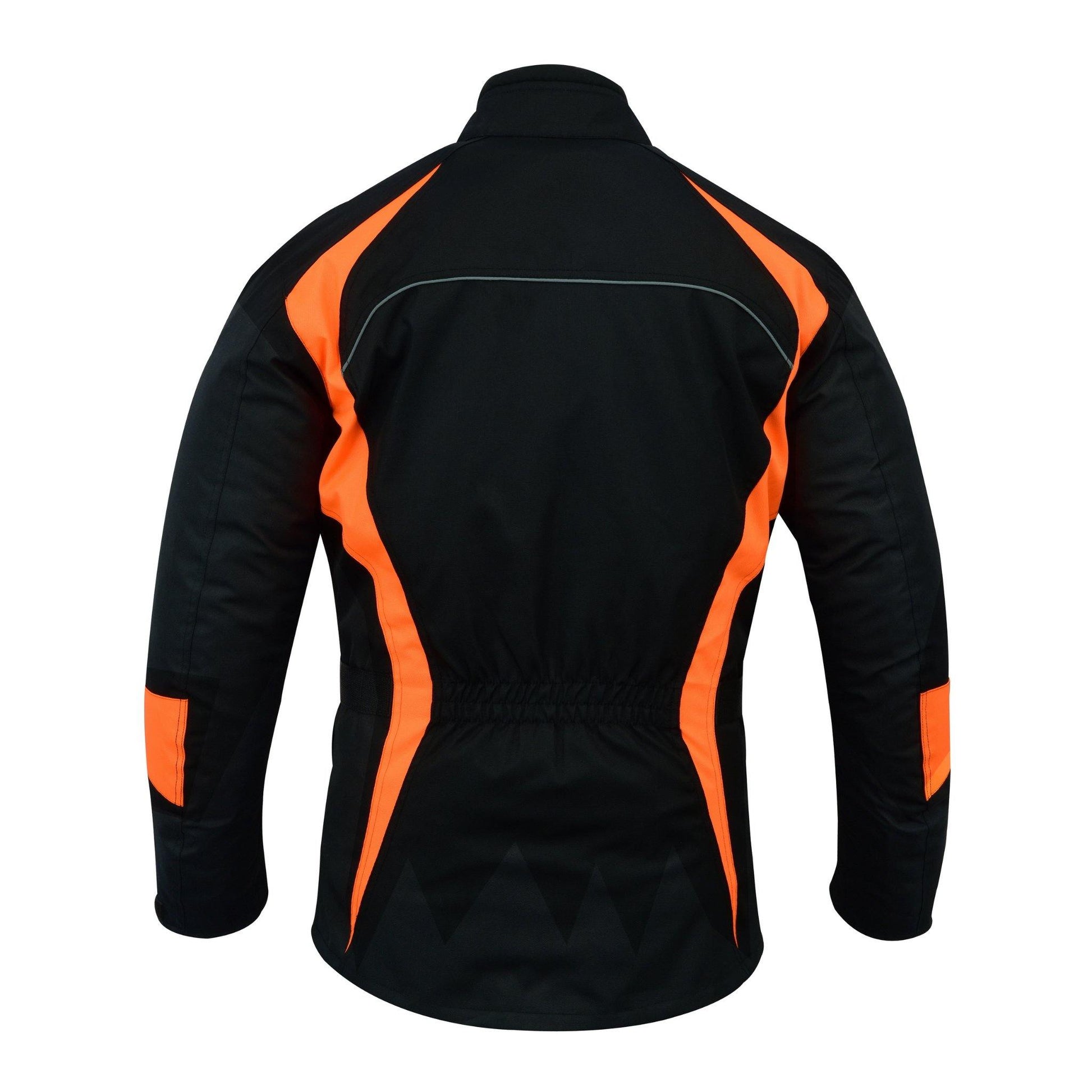 Warrior Gears® Hi Vis Bulls Motorcycle Jacket Men's Waterproof - Black/Orange - Warrior Gears