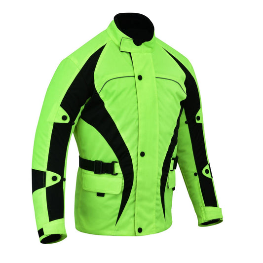 Warrior Gears® Hi Vis Bulls Motorcycle Jacket Men's Riding Textile Biker CE Armored Waterproof - Warrior Gears