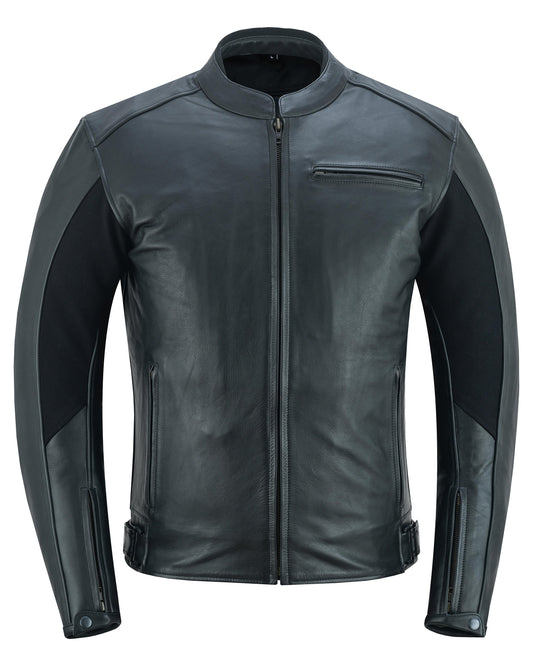 Warrior Gears Men’s Nappa Cowhide Leather Motorcycle Jacket in black with CE armour and removable quilted liner