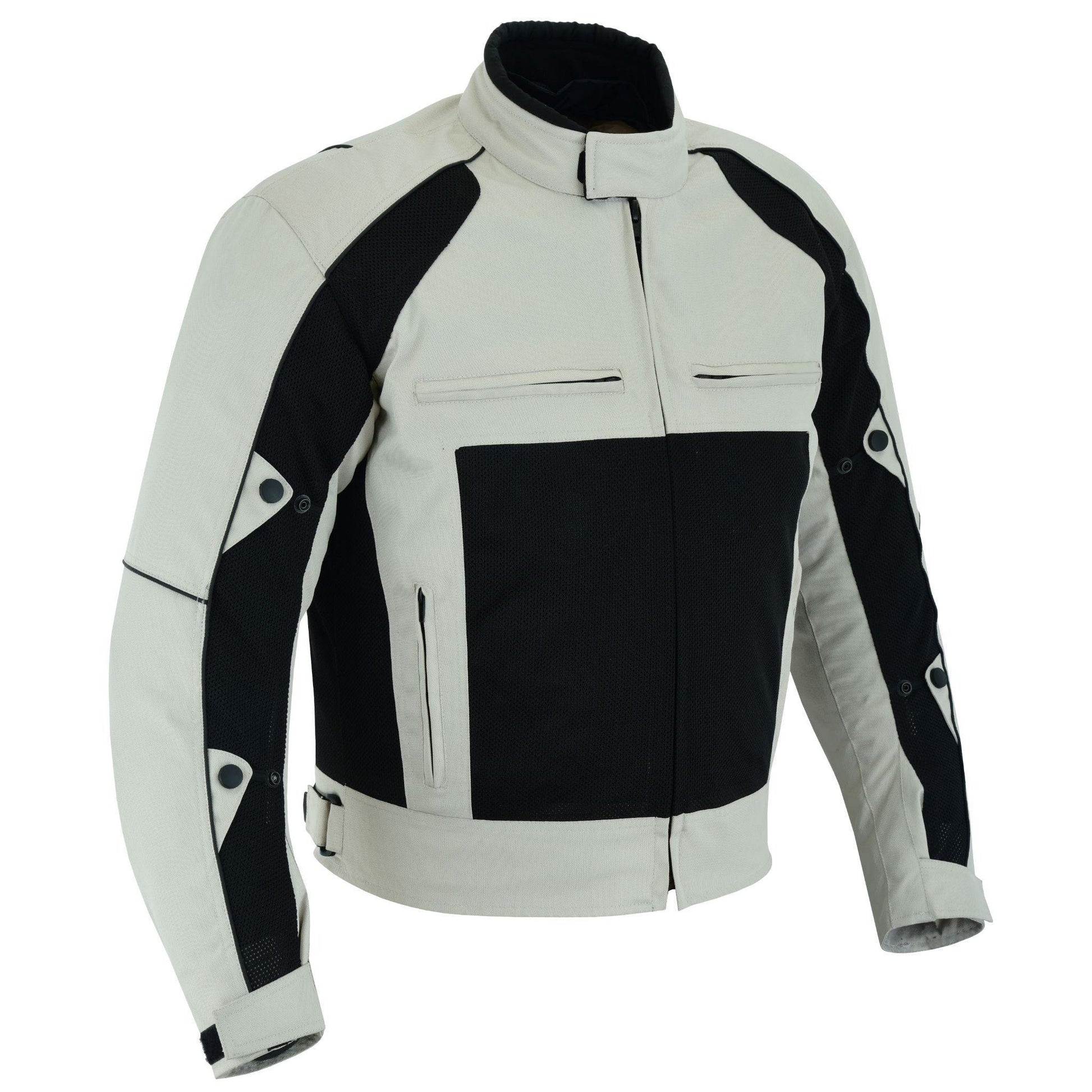 Warrior Gears® Air Mesh Motorcycle Jacket for men - Black & Beige - Warrior Gears