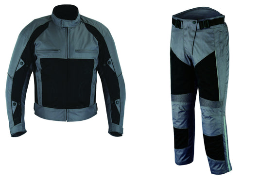Warrior Gears®Motorcycle Suit Air Mesh Jacket Trouser Set -Grey / Black - Warrior Gears
