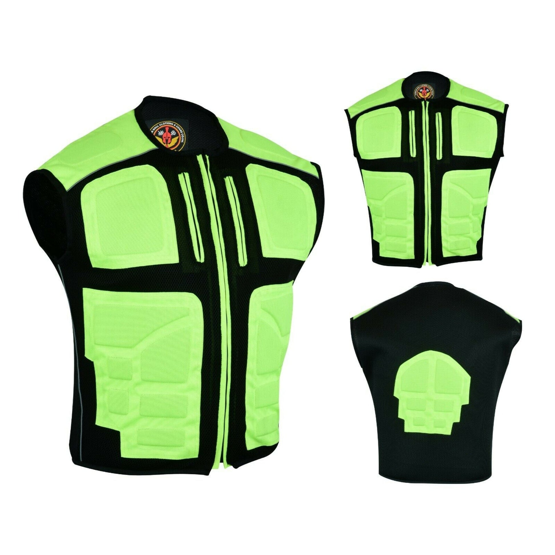 Warrior Gears® Textile Mesh Motorcycle Vests for Men, Men's Padded Motorbike Vest Waistcoat-Hivis - Warrior Gears
