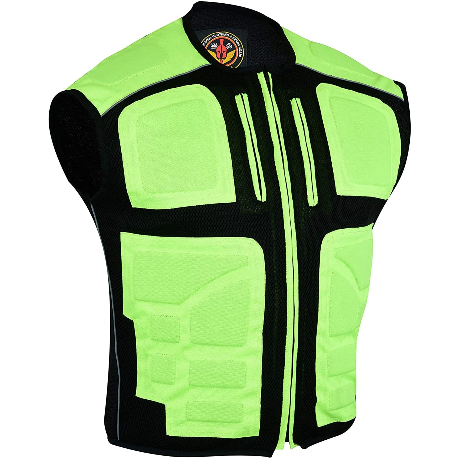 Warrior Gears® Textile Mesh Motorcycle Vests for Men, Men's Padded Motorbike Vest Waistcoat-Hivis - Warrior Gears