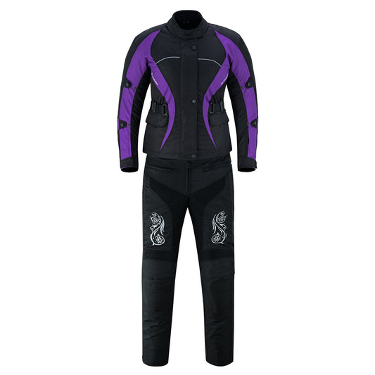 WARRIOR Gears NEW Ladies Motorcycle Textile Suit 600D Cordura Waterproof Breathable Ventilation CE Armour Removable Lining Womens Motorbike Bikers Protection Suit