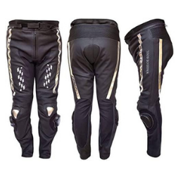 Warrior Gears® GP Rush Flag Style Mens Motorcycle Trousers Matt Cowhide 1.2 mm Leather - Warrior Gears