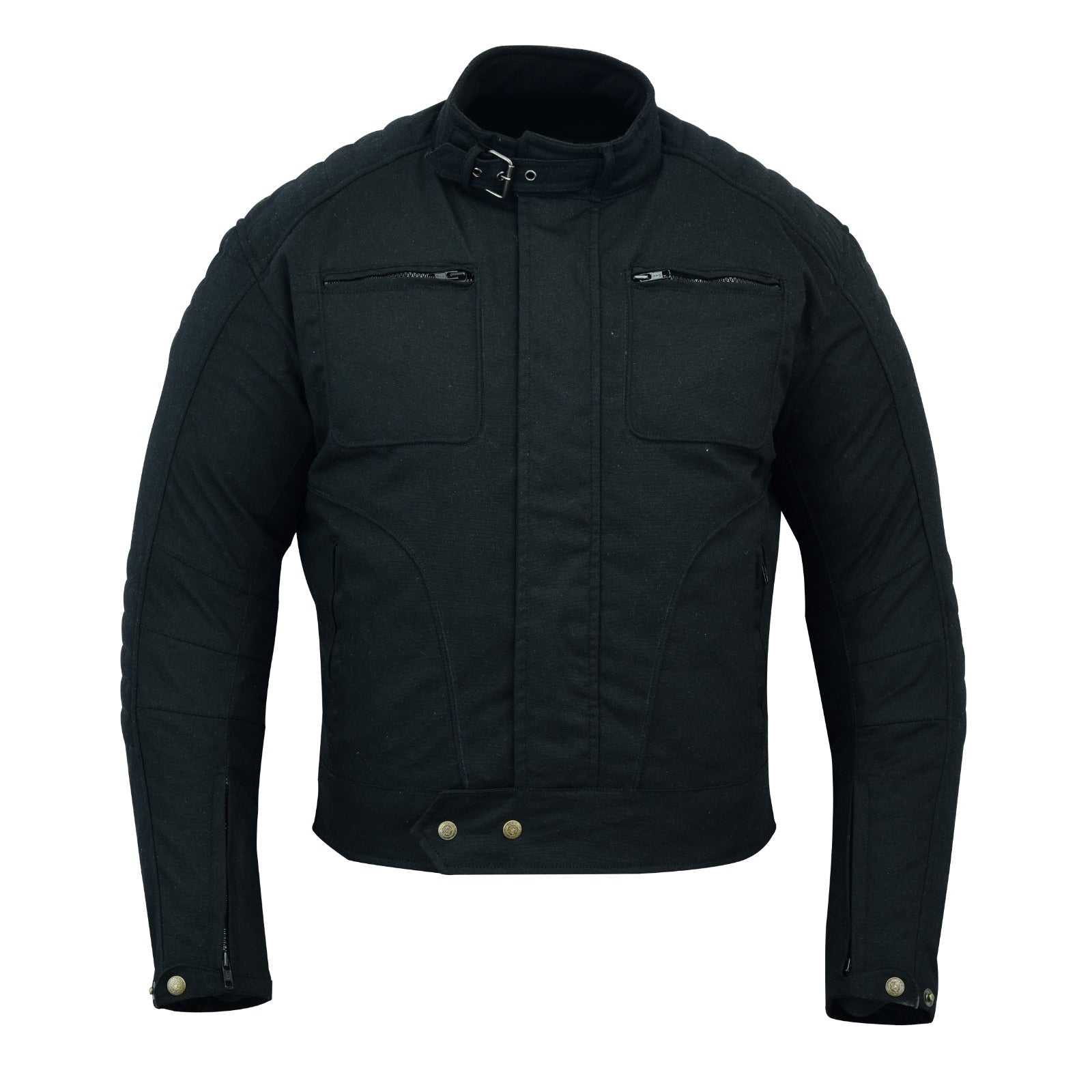 Warrior Gears® Men's Wax Cotton Waxed Motorcycle Jacket – Waterproof Touring Biker Jacket with CE Armours and Removable Quilted Lining