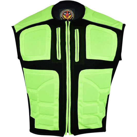 Warrior Gears® Textile Mesh Motorcycle Vests for Men, Men's Padded Motorbike Vest Waistcoat-Hivis - Warrior Gears