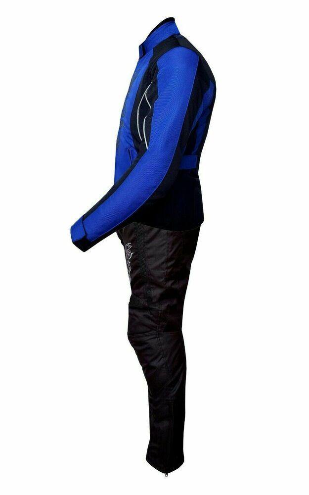 Ladies Motorcycle Suit Waterproof CE Armoured Motorbike Jacket Trouser Set Blue - Warrior Gears