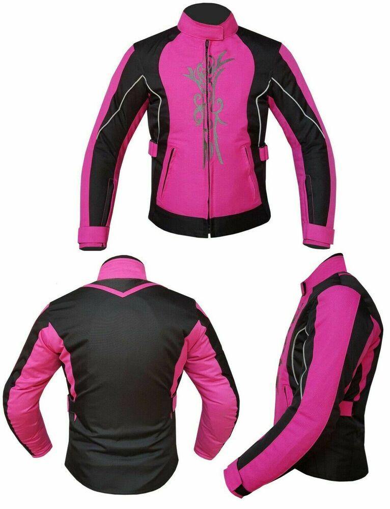 Ladies Motorcycle Suit Waterproof CE Armoured Motorbike Jacket Trouser Set Pink - Warrior Gears