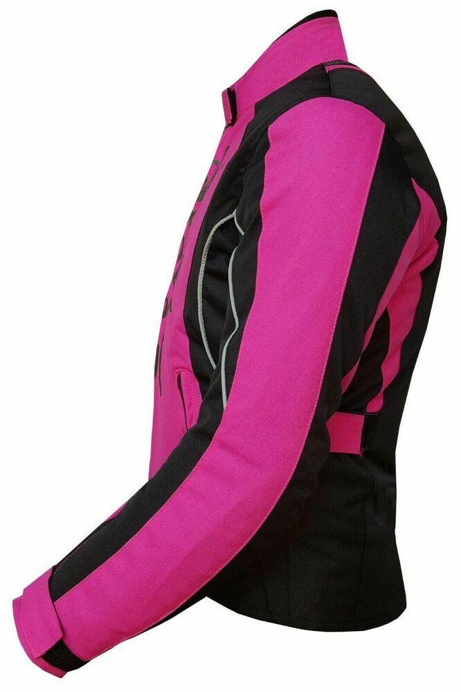 Ladies Motorcycle Suit Waterproof CE Armoured Motorbike Jacket Trouser Set Pink - Warrior Gears