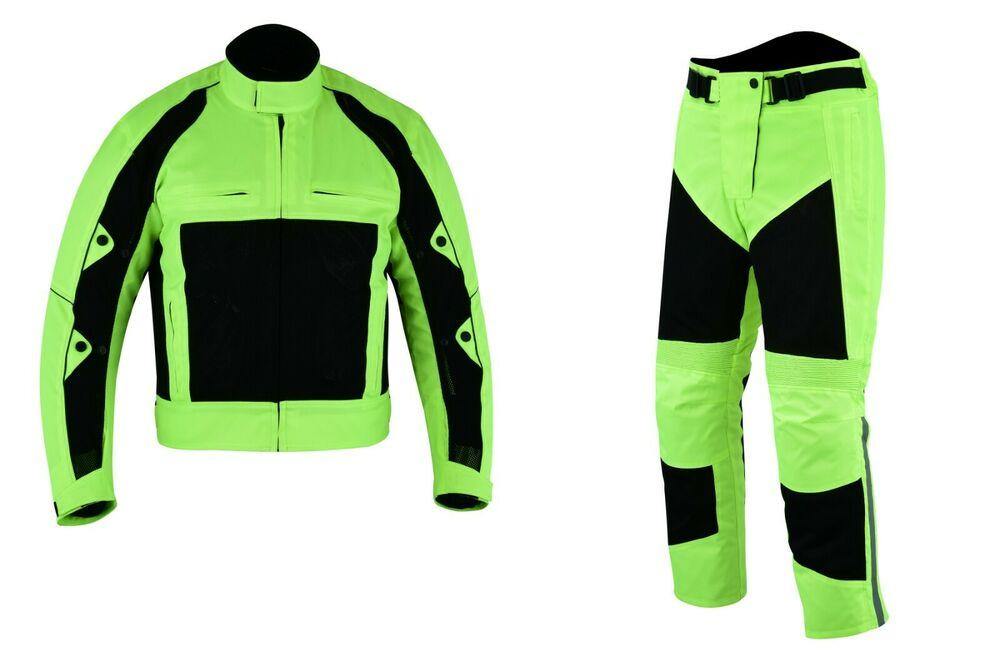 Warrior Gears®Motorcycle Suit Air Mesh Jacket Trouser Set -Hivis & Black - Warrior Gears