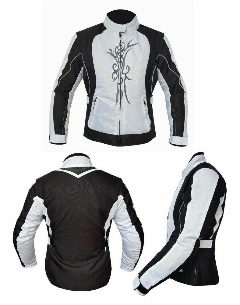 Ladies Motorcycle Suit Waterproof CE Armoured Motorbike Jacket Trouser Set White - Warrior Gears