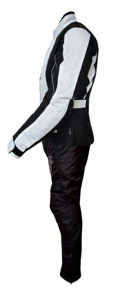 Ladies Motorcycle Suit Waterproof CE Armoured Motorbike Jacket Trouser Set White - Warrior Gears
