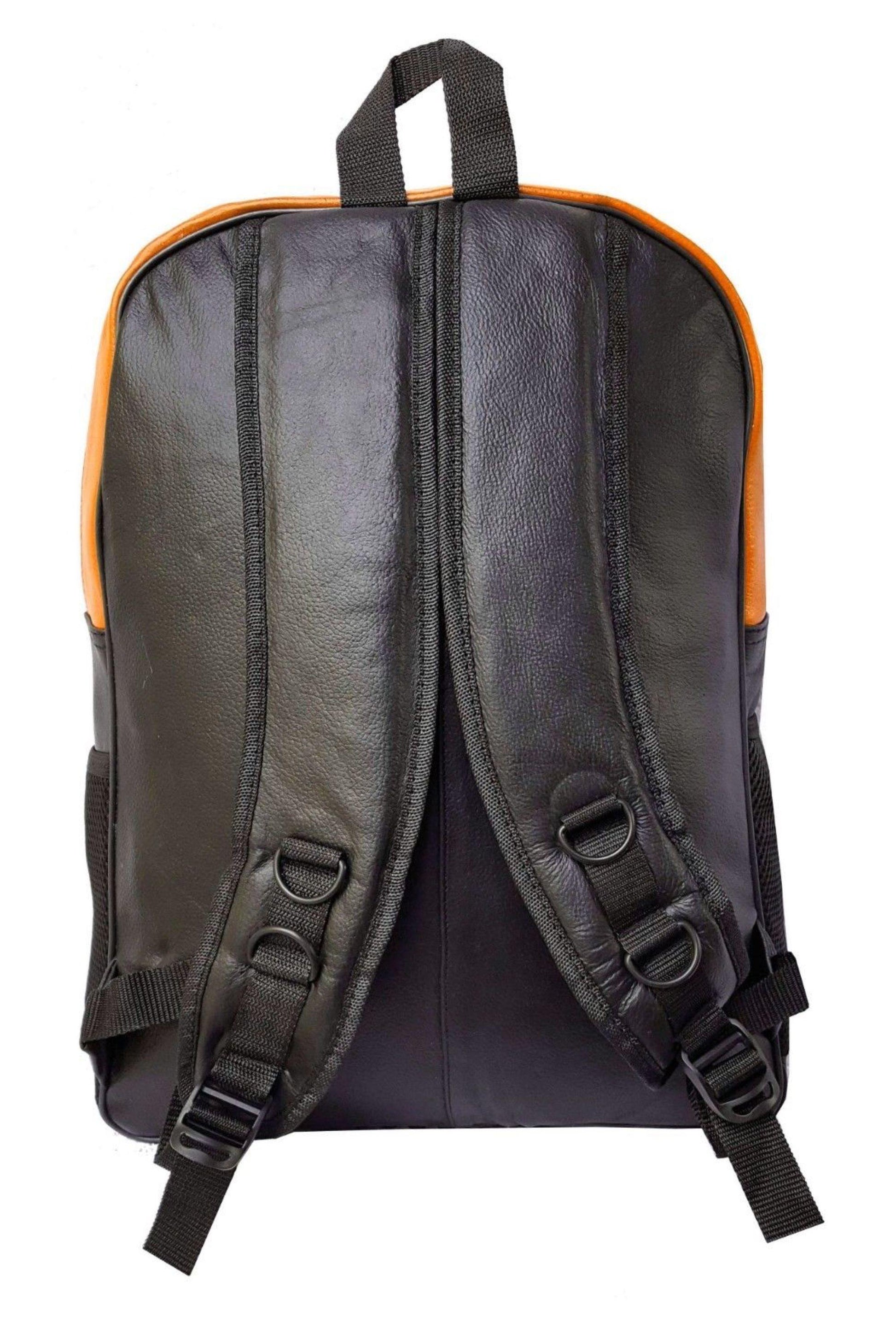 Warrior Gears® Genuine Leather Motorcycle Cycling Backpack For Riding Hiking Camping Large Capacity Expandable Rucksack - Orange - Warrior Gears