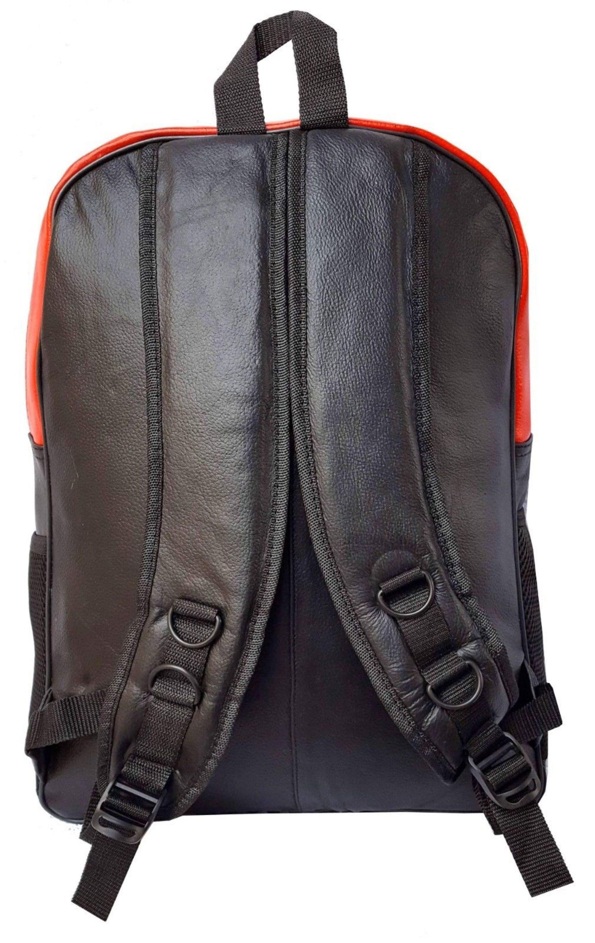 Warrior Gears® Genuine Leather Motorcycle Cycling Backpack For Riding Hiking Camping Large Capacity Expandable Rucksack -Red - Warrior Gears