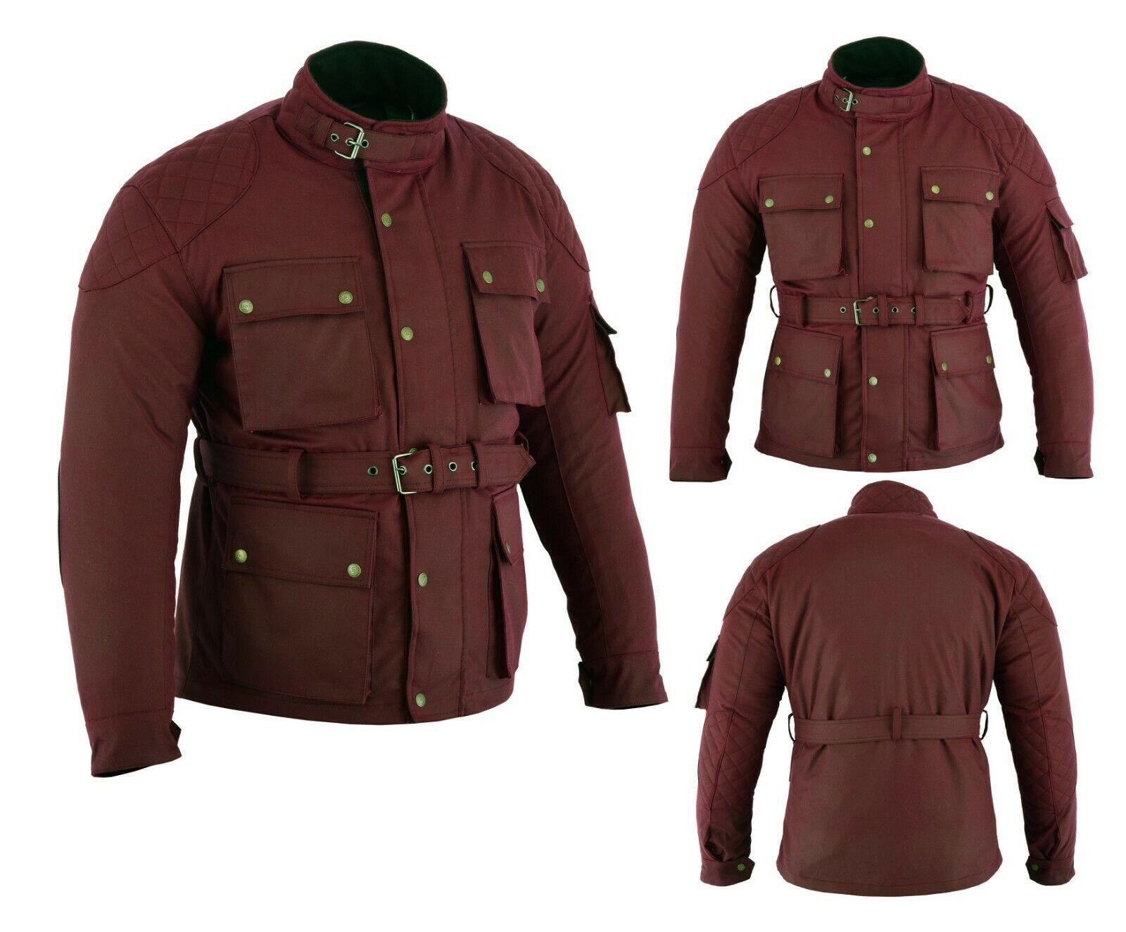 Warrior Waxed Cotton Motorcycle Suit Textile Motorbike Waterproof Lined CE Protectors -OXBlood - Warrior Gears