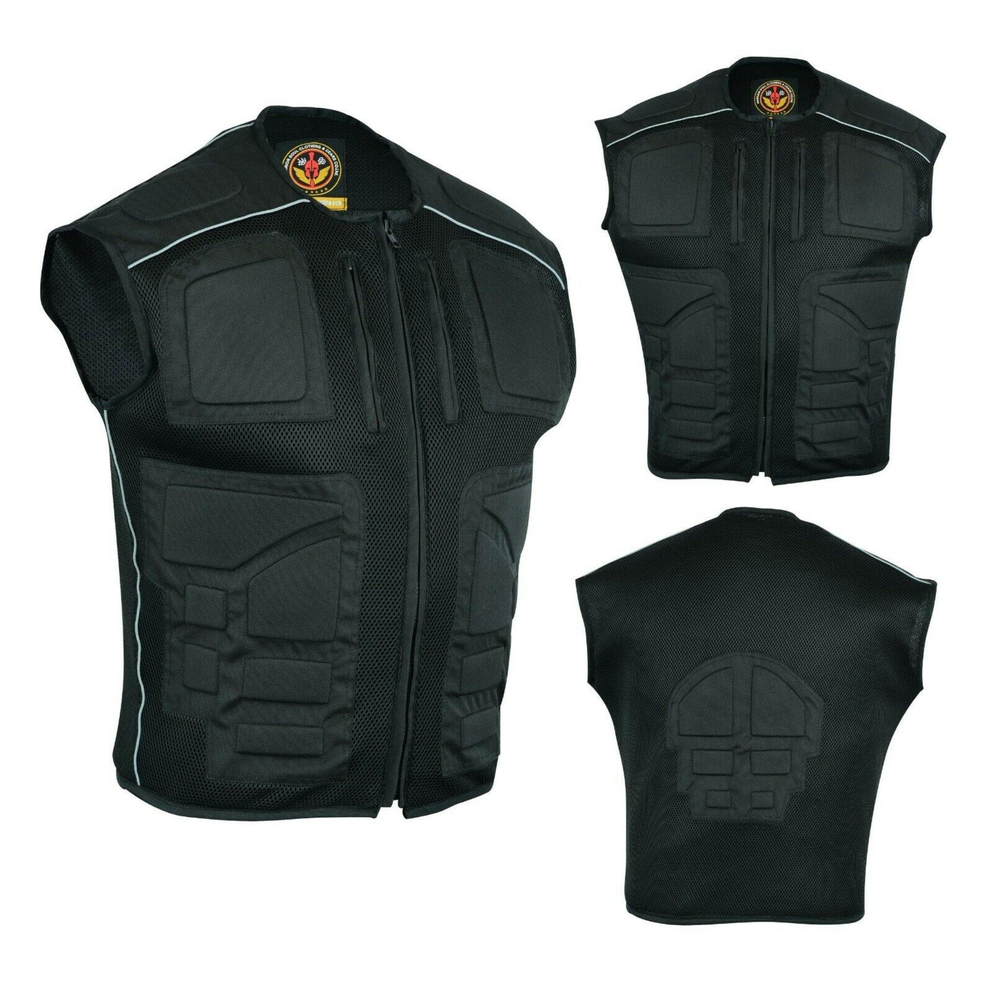 Warrior Gears® Textile Mesh Motorcycle Vests for Men, Men's Padded Motorbike Vest Waistcoat - Warrior Gears