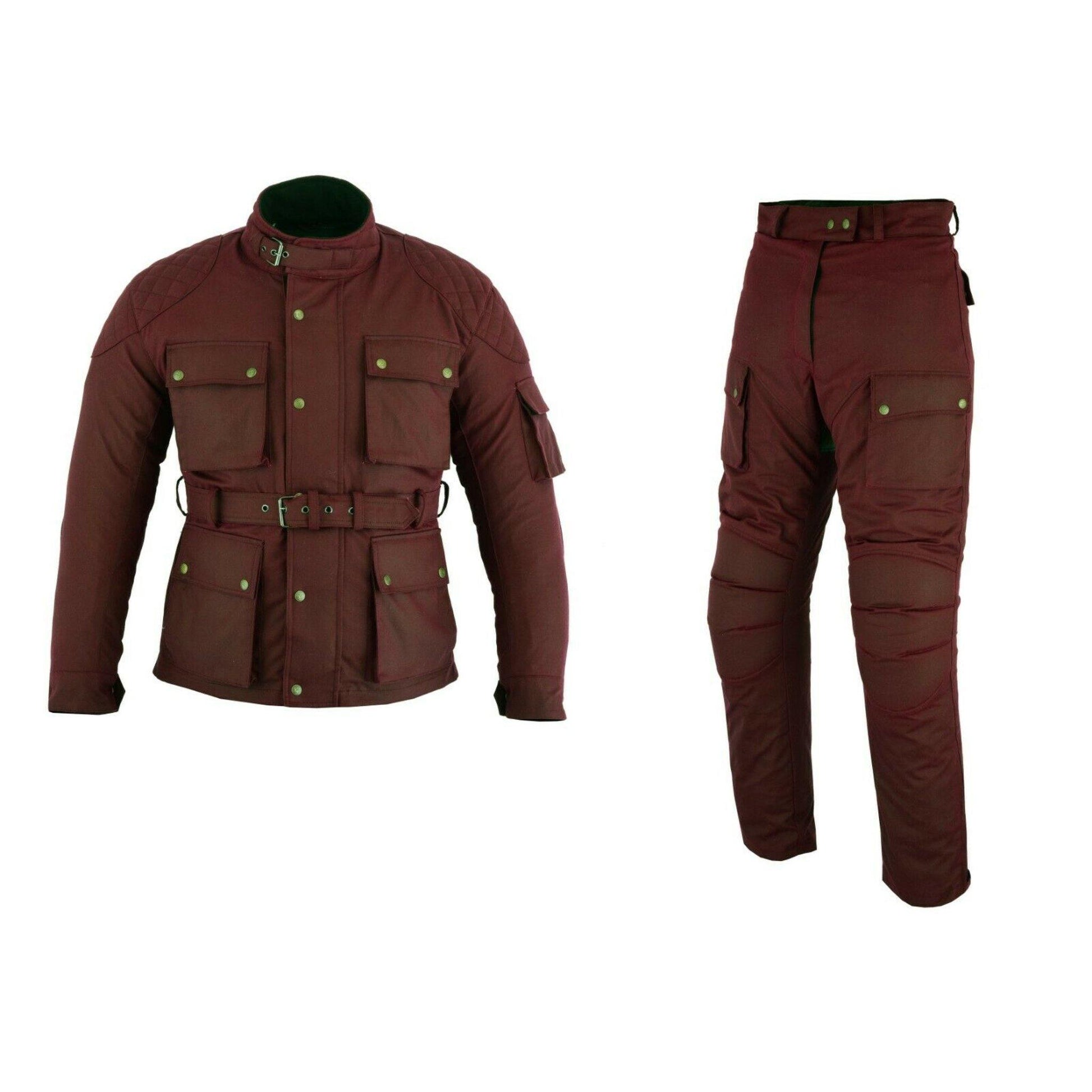Warrior Gears Waxed Cotton Motorcycle Suit | 2 PC -OXBlood - Warrior Gears
