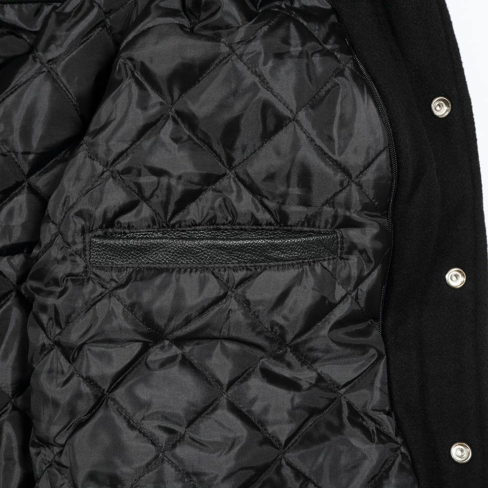Warrior Gears Classic Varsity Jacket with Hood University Letterman Bomber Jacket- Navy Blue Pure Wool Body & White Real Leather Sleeves - Warrior Gears