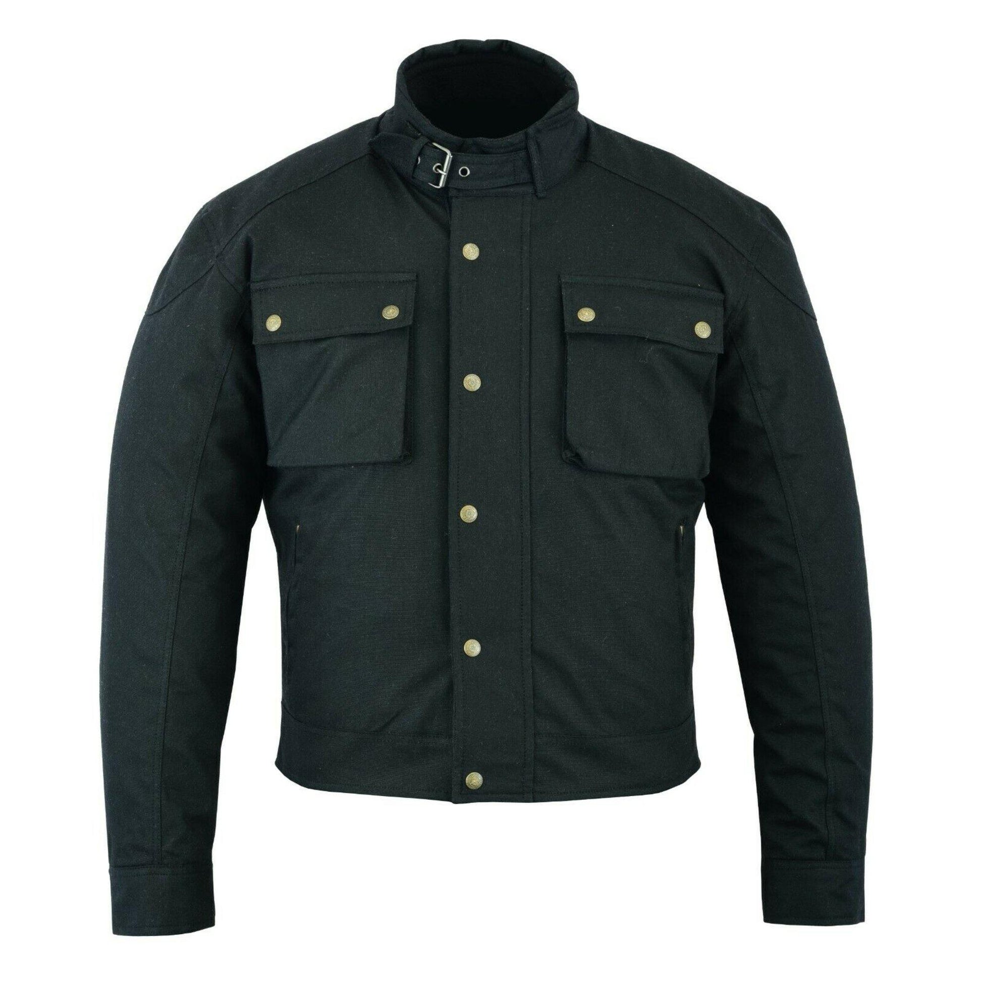 Warrior Gears® Short Body Men's Wax Cotton Waxed Motorcycle Jacket-Black - Warrior Gears