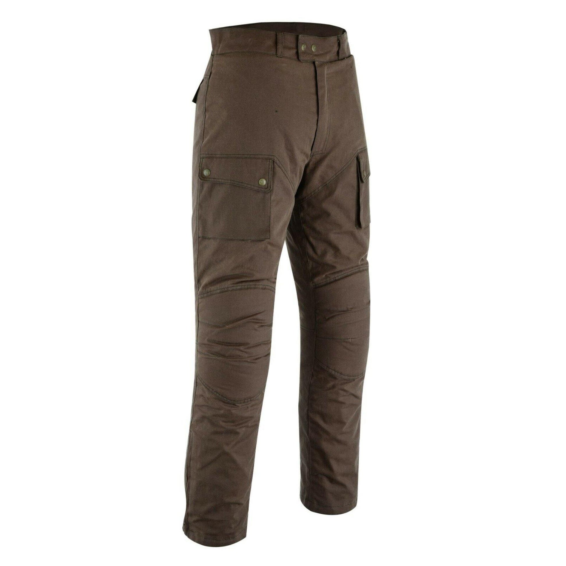 Warrior Gears® Men's Wax Cotton Waxed Motorcycle Trousers, Motorbike Pants Waterproof - Brown - Warrior Gears