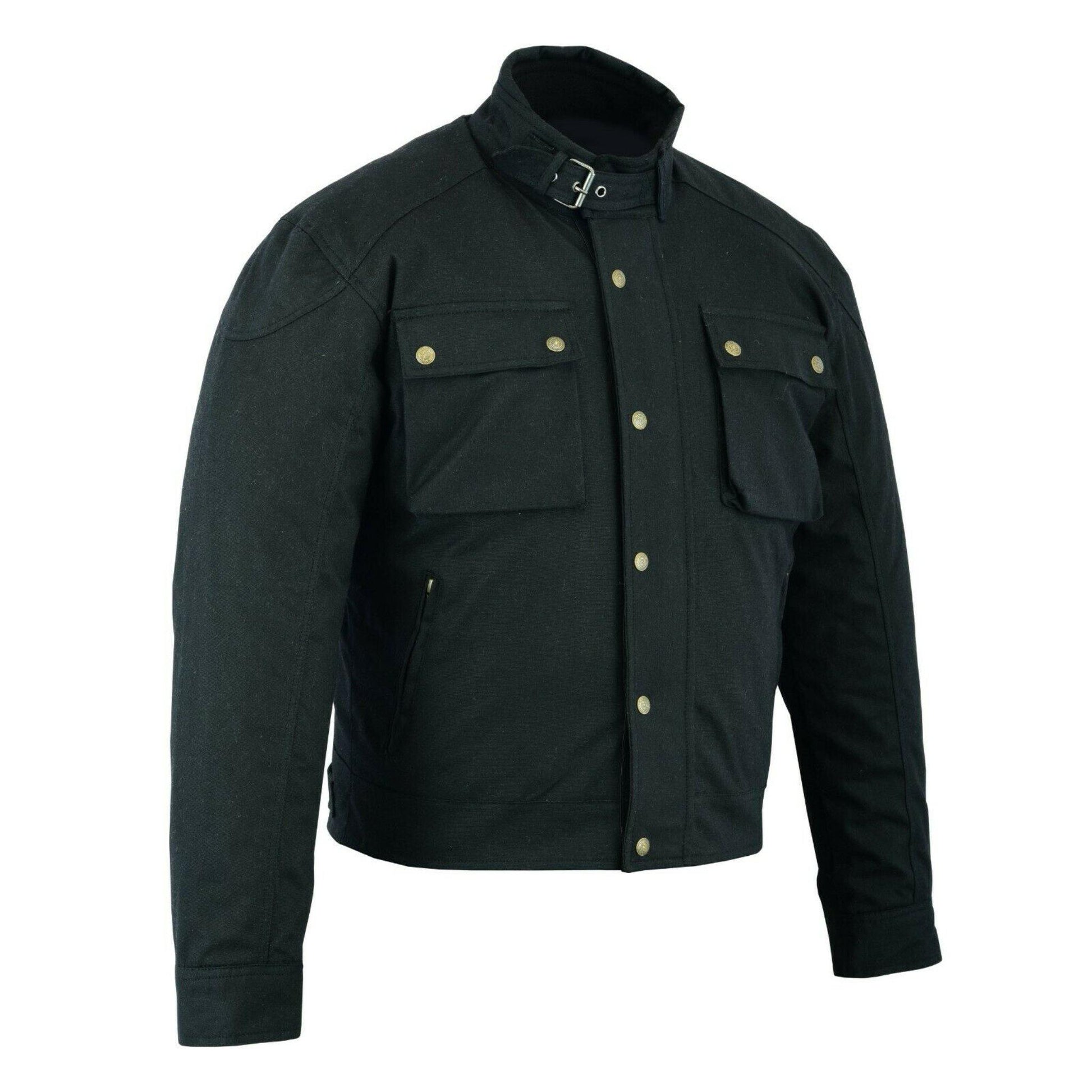 Warrior Gears® Short Body Men's Wax Cotton Waxed Motorcycle Jacket-Black - Warrior Gears
