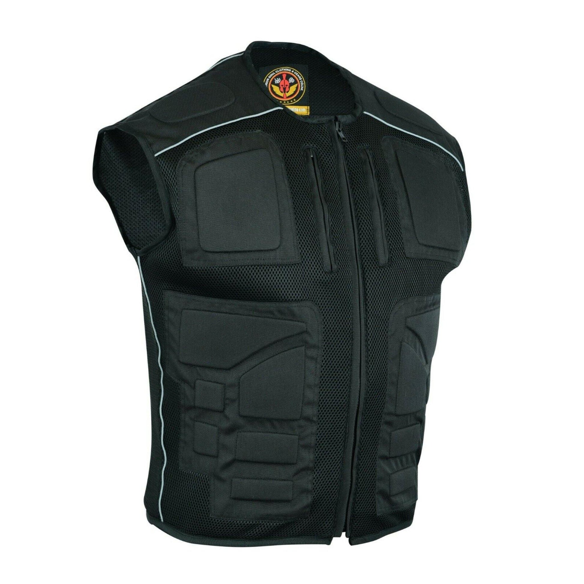 Warrior Gears® Textile Mesh Motorcycle Vests for Men, Men's Padded Motorbike Vest Waistcoat - Warrior Gears
