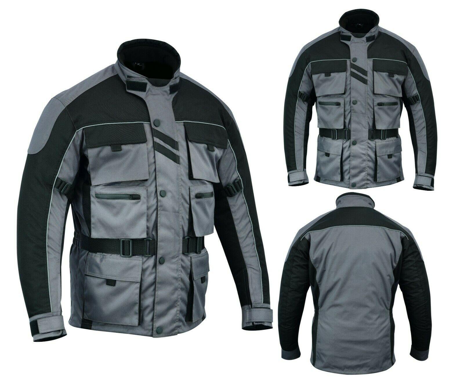 Warrior Gears® Motorcycle Jacket 6 Pockets Men's -Black & Grey - Warrior Gears