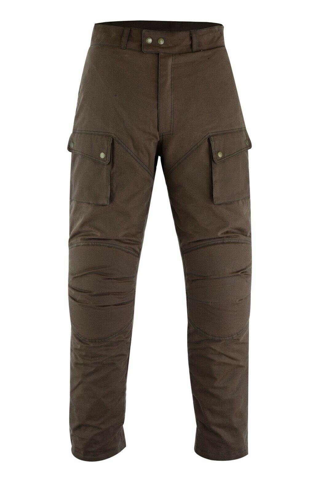 Warrior Waxed Cotton Motorcycle Suit Textile Motorbike Waterproof Lined CE Protectors -Brown - Warrior Gears