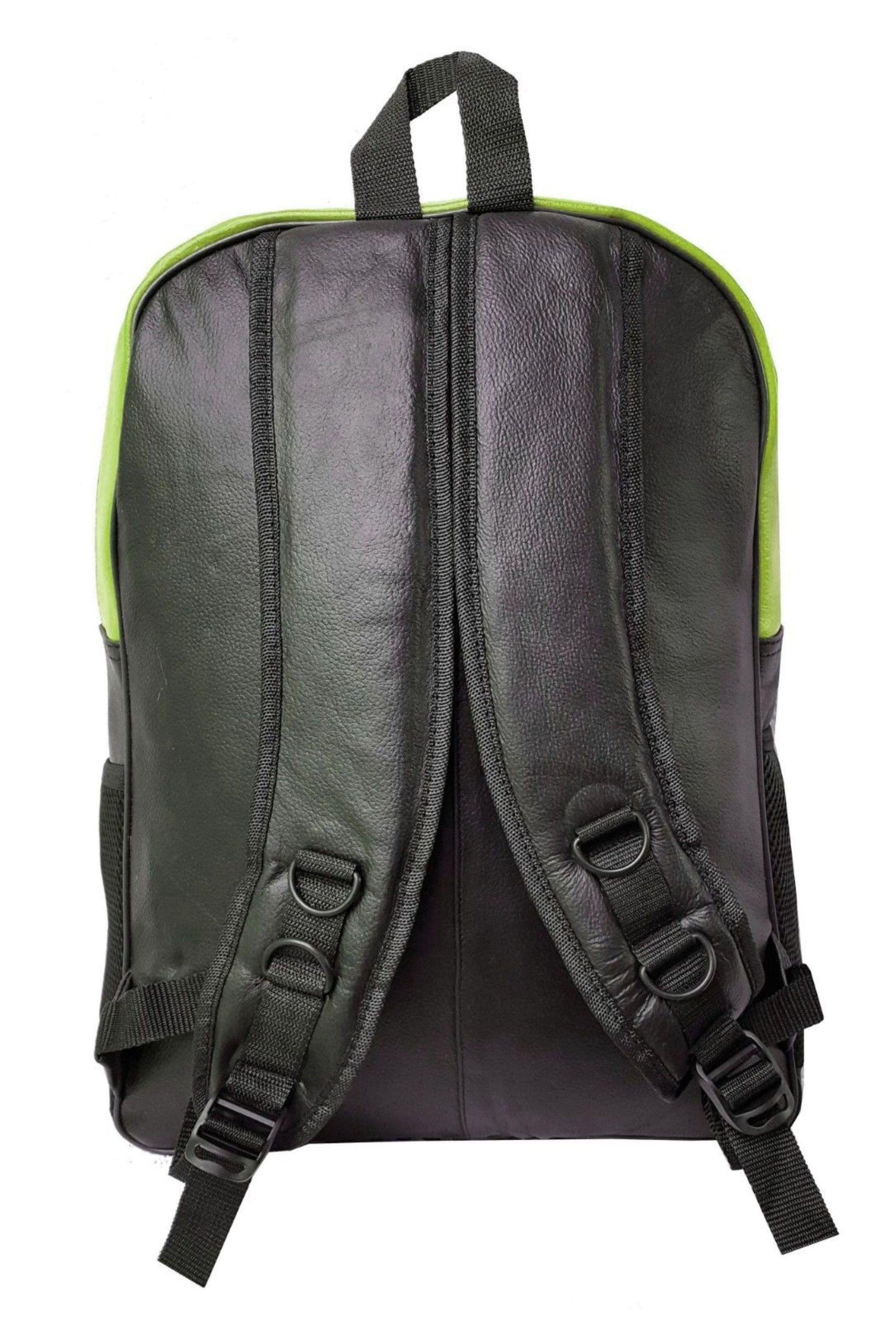 Warrior Gears® Genuine Leather Motorcycle Cycling Backpack For Riding Hiking Camping Large Capacity Expandable Rucksack - Green - Warrior Gears