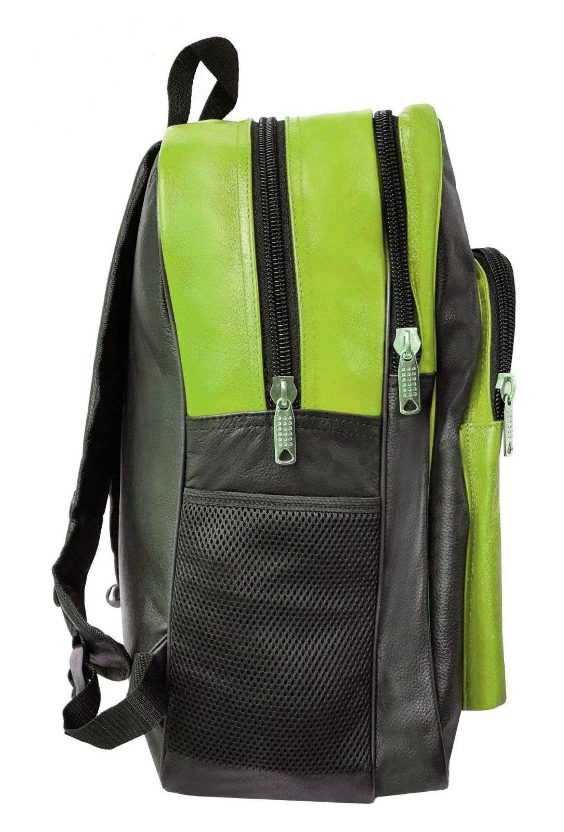 Warrior Gears® Genuine Leather Motorcycle Cycling Backpack For Riding Hiking Camping Large Capacity Expandable Rucksack - Green - Warrior Gears